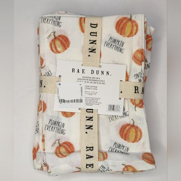 Rae Dunn Pumpkin Everything Cloth Thanksgiving Napkins Set of 8 - Picture 9 of 11